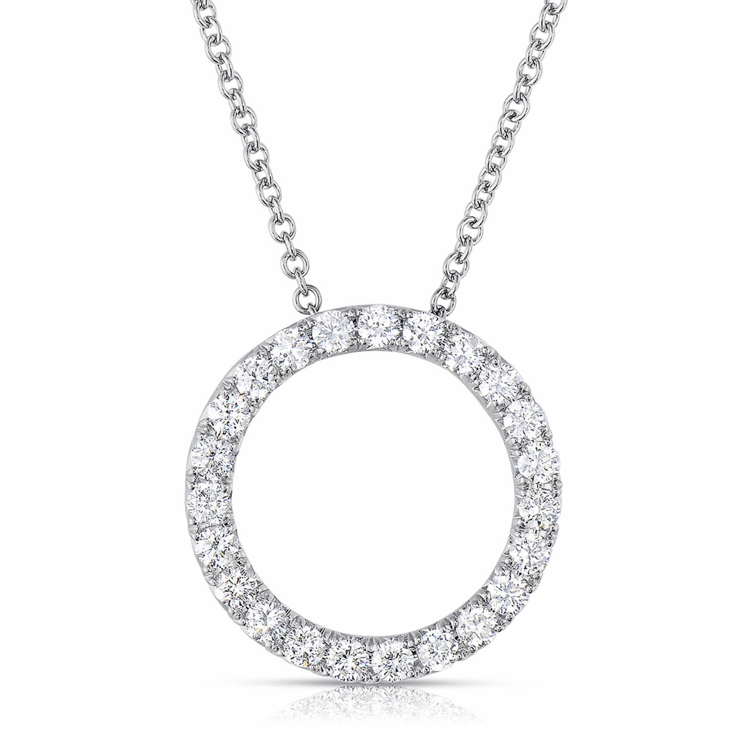 White Gold 0.50 CTW Diamond Open Circle Pendant Necklace