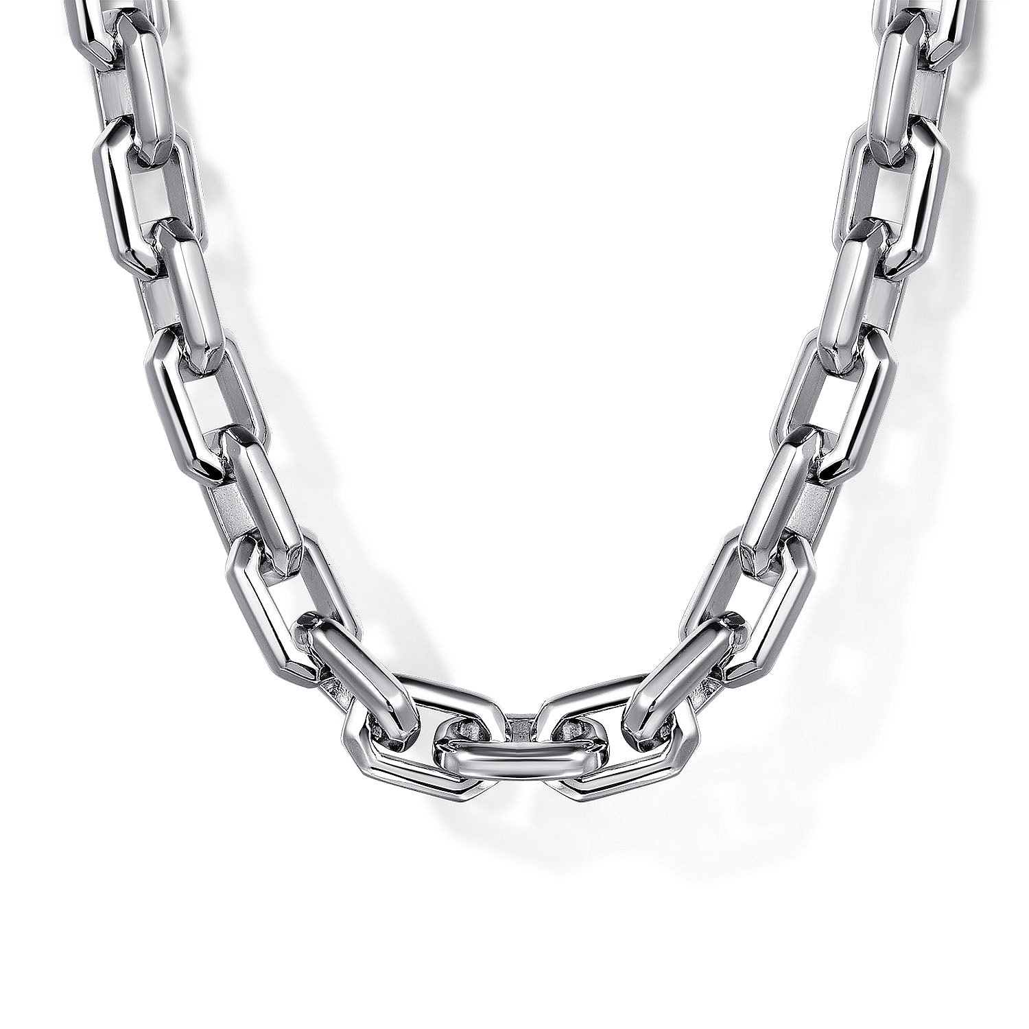 Sterling Silver Men's Faceted Link Chain Necklace, 5.6mm | LMFJ