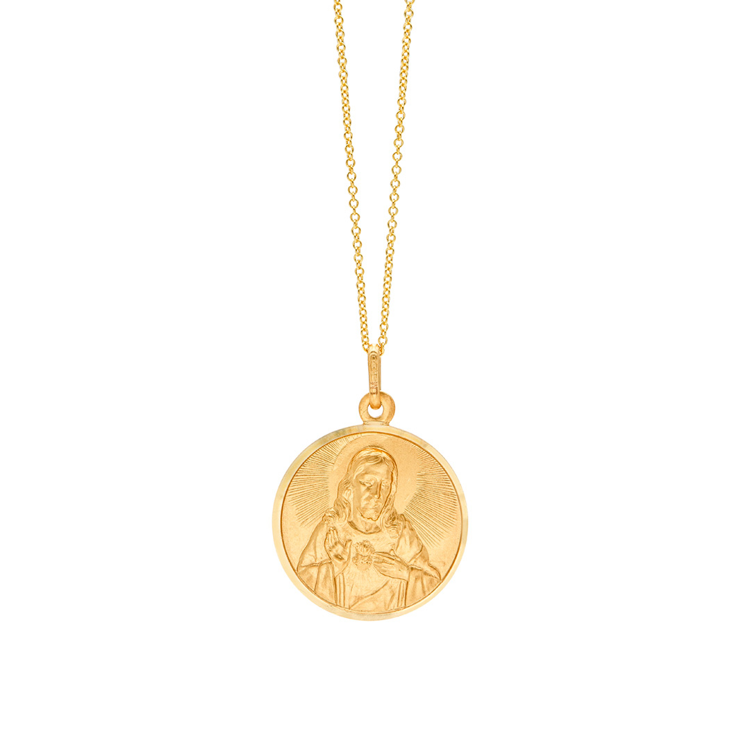 Sacred Heart of Jesus Pendant Necklace in Yellow Gold LMFJ