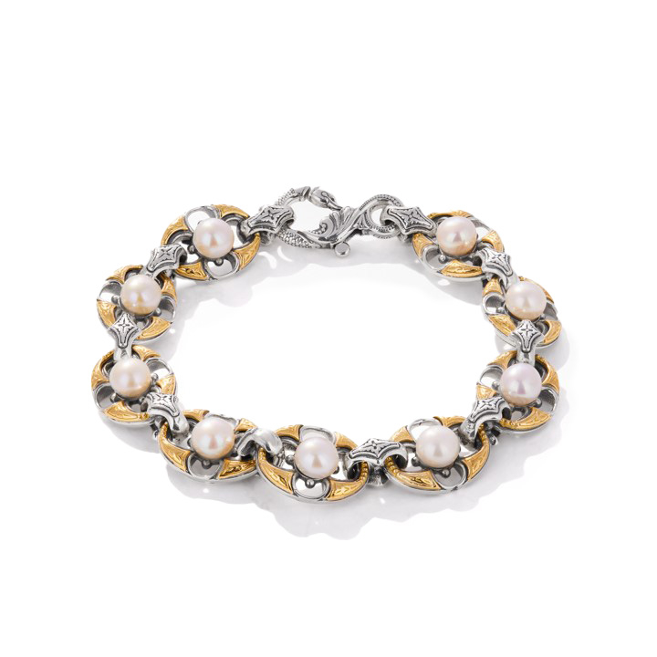 Konstantino Muse Oval Link Bracelet with Pearls | LMFJ