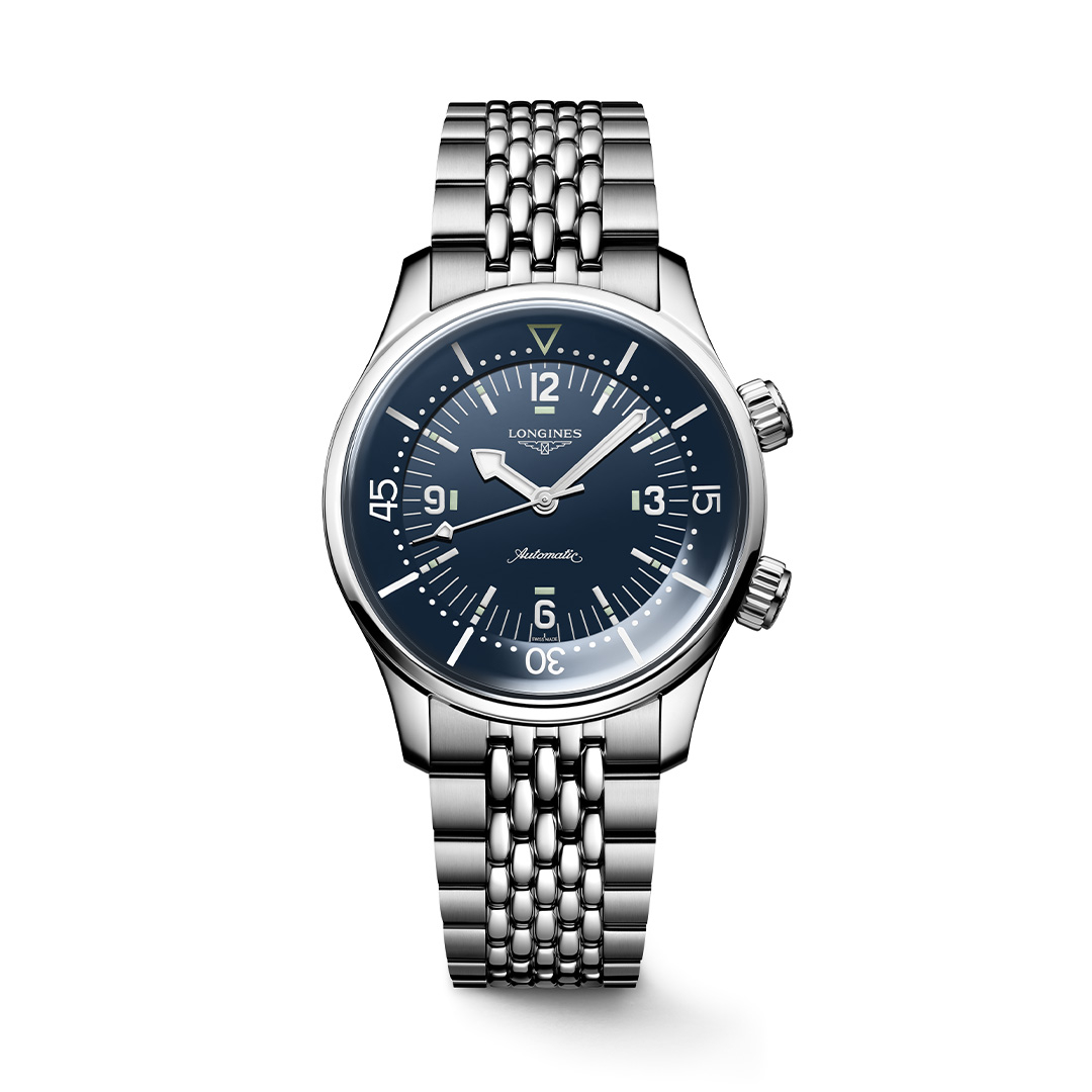 Longines 39mm Legend Diver with Black Dial and Brown Strap | LMFJ