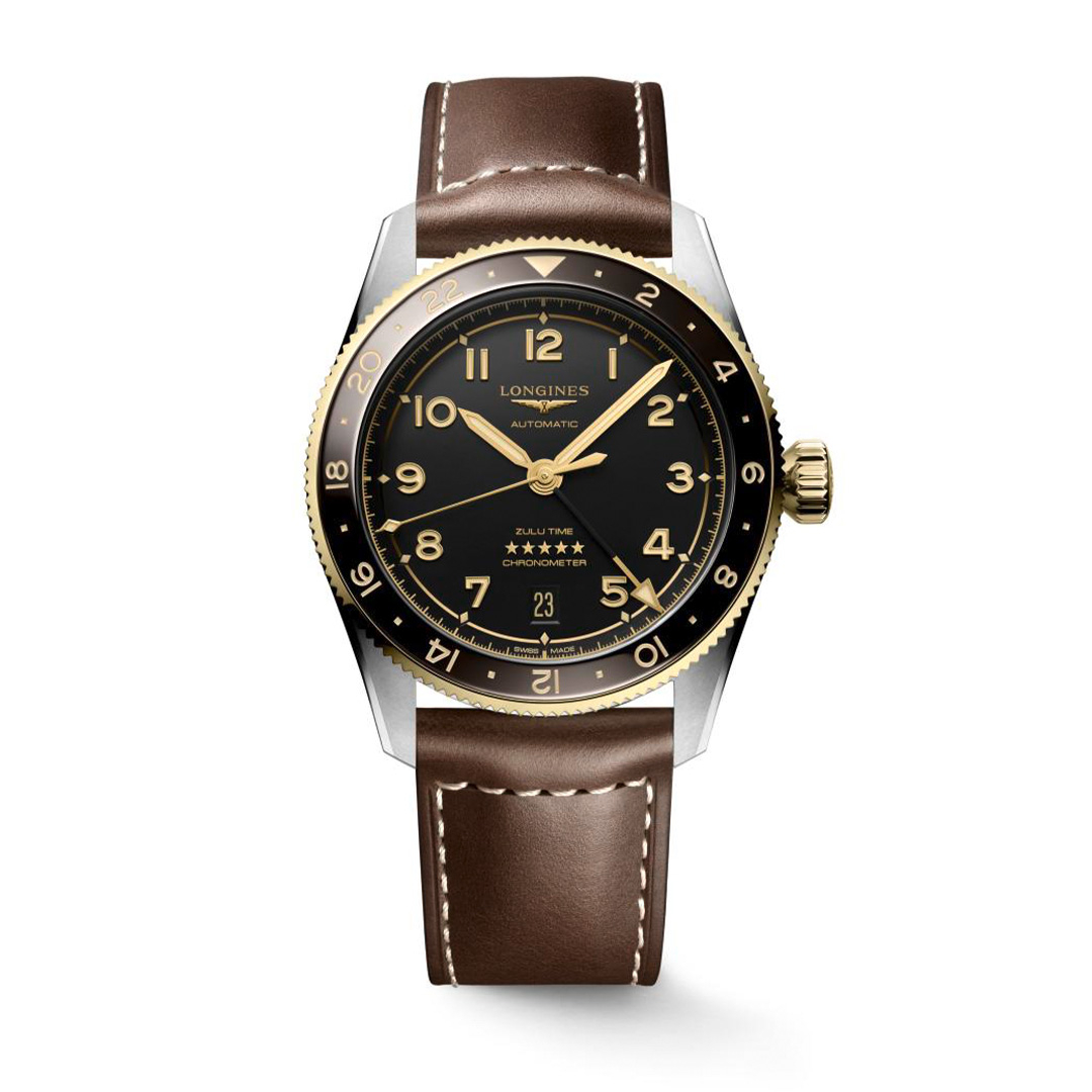 Longines 39mm Spirit Zulu Time with Anthracite Dial and Brown
