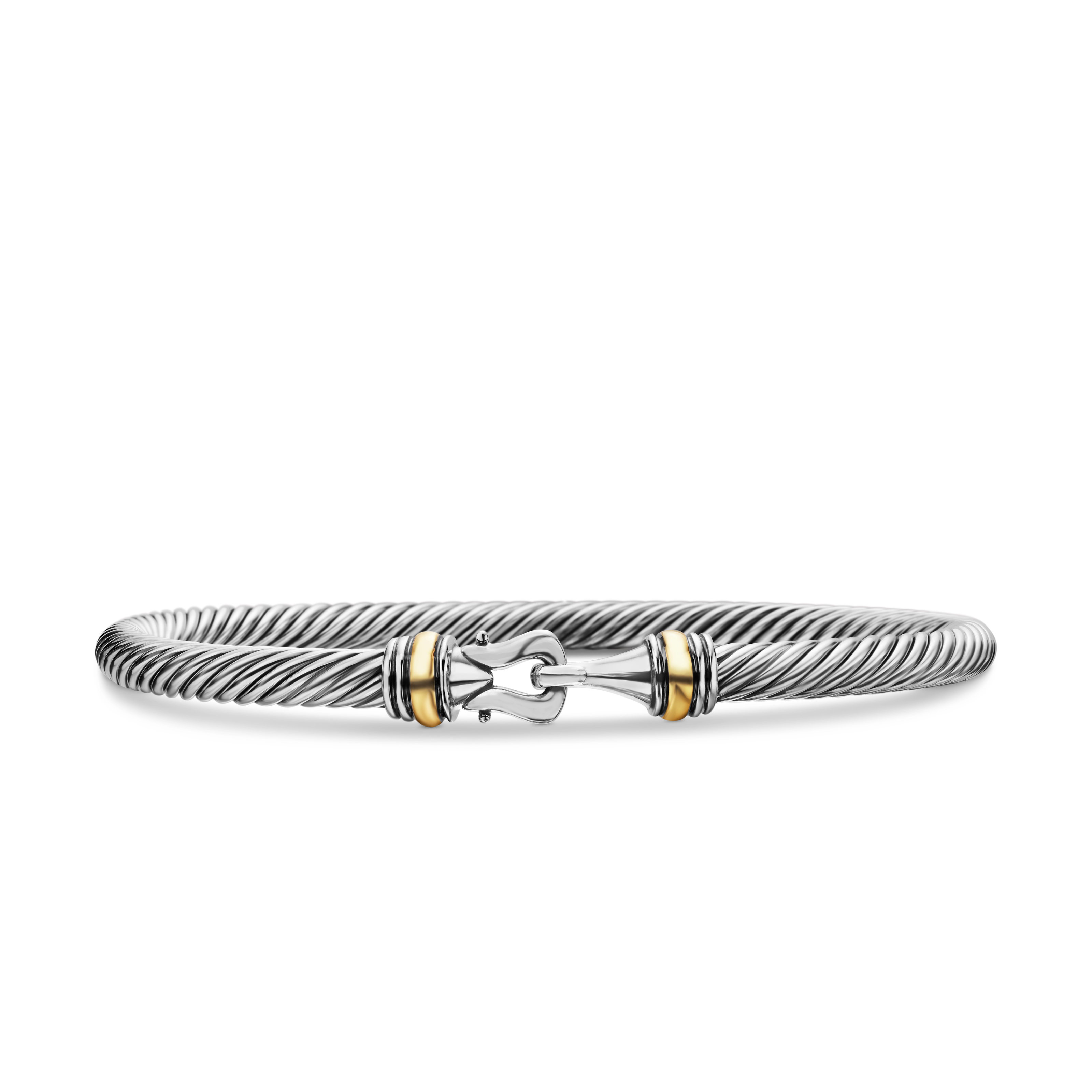 David Yurman 4mm Cable Buckle Bracelet with Yellow Gold, Size