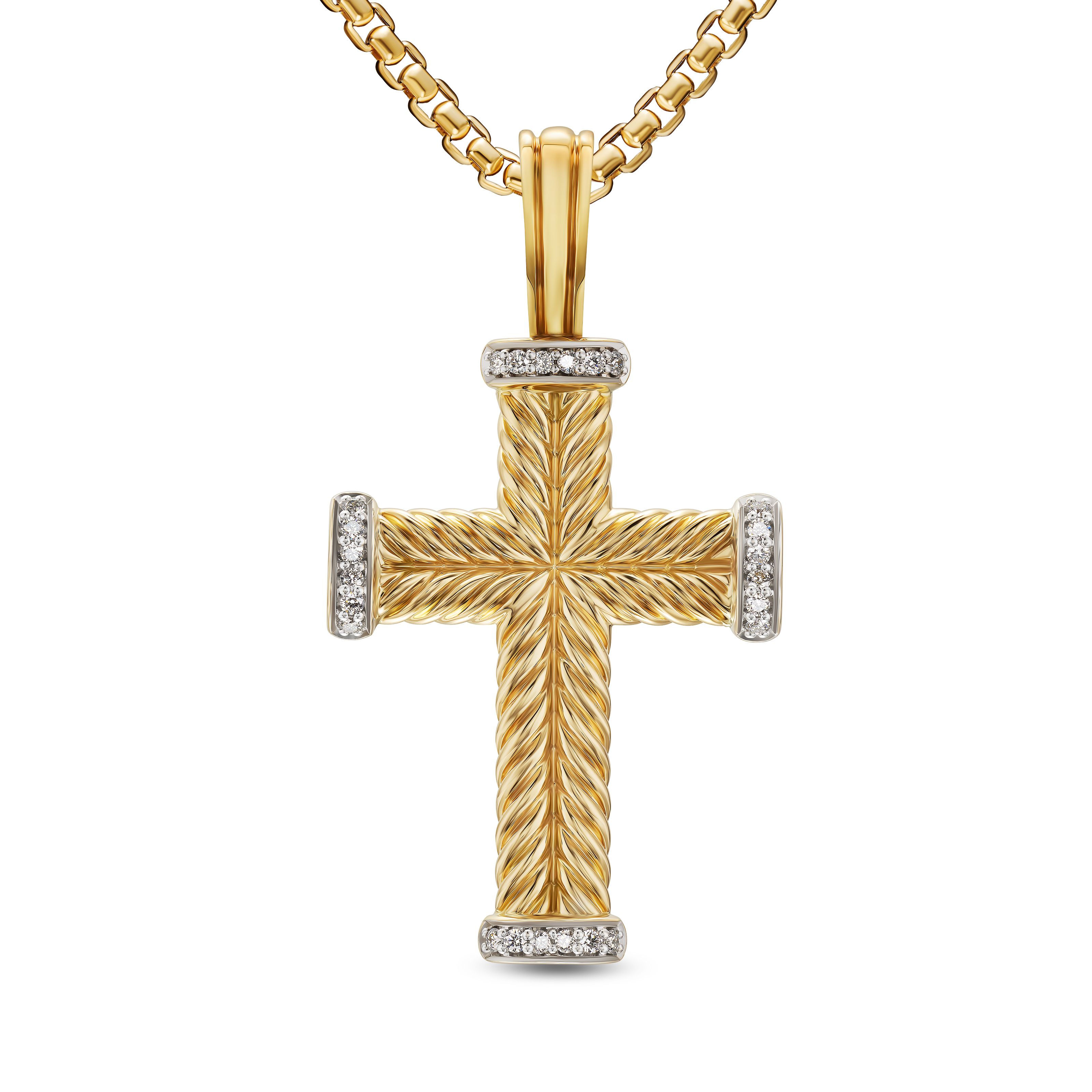 David Yurman Men's Gold Chevron Cross with Diamonds | LMFJ