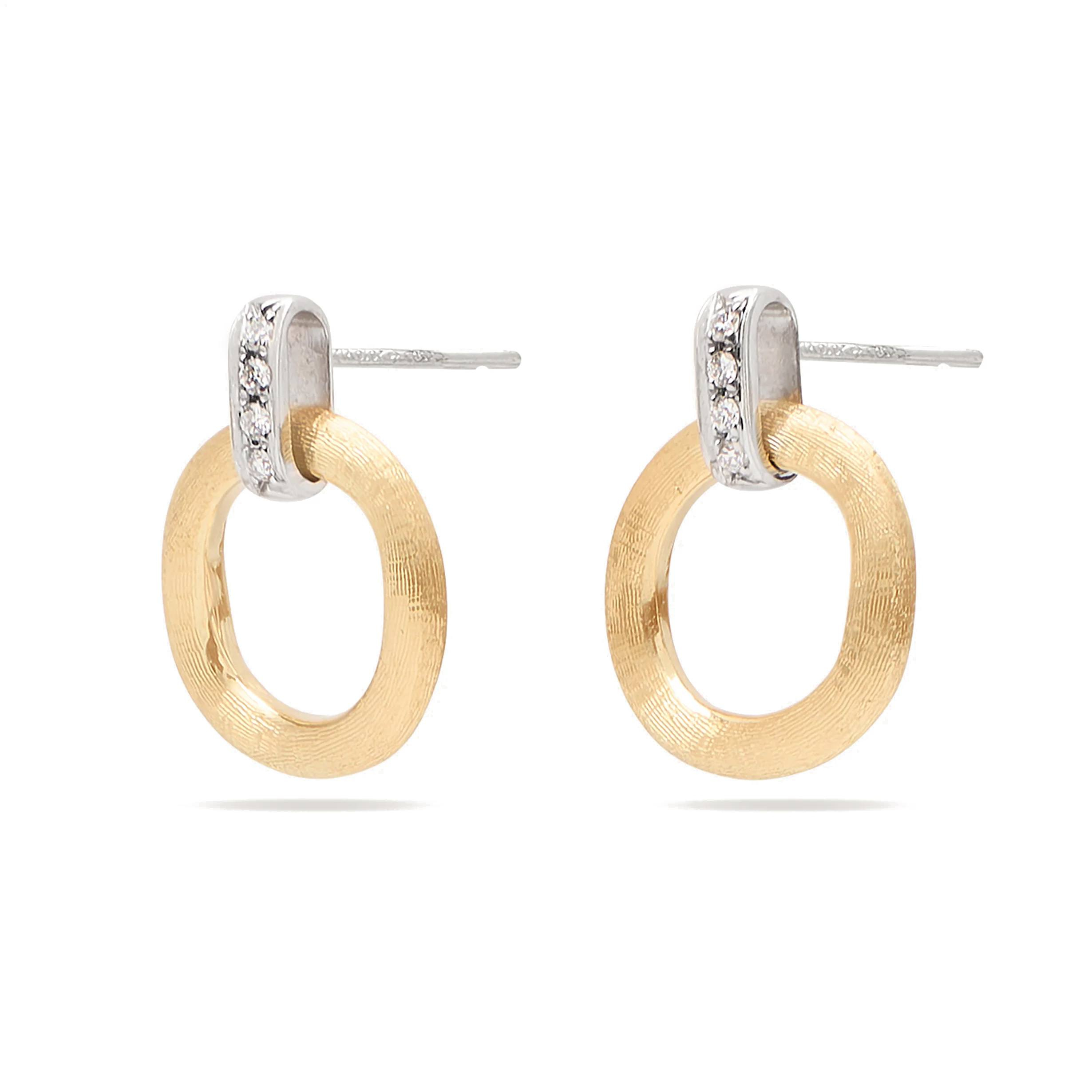 Marco Bicego Jaipur Gold Stud Drop Earrings with Diamonds | LMFJ