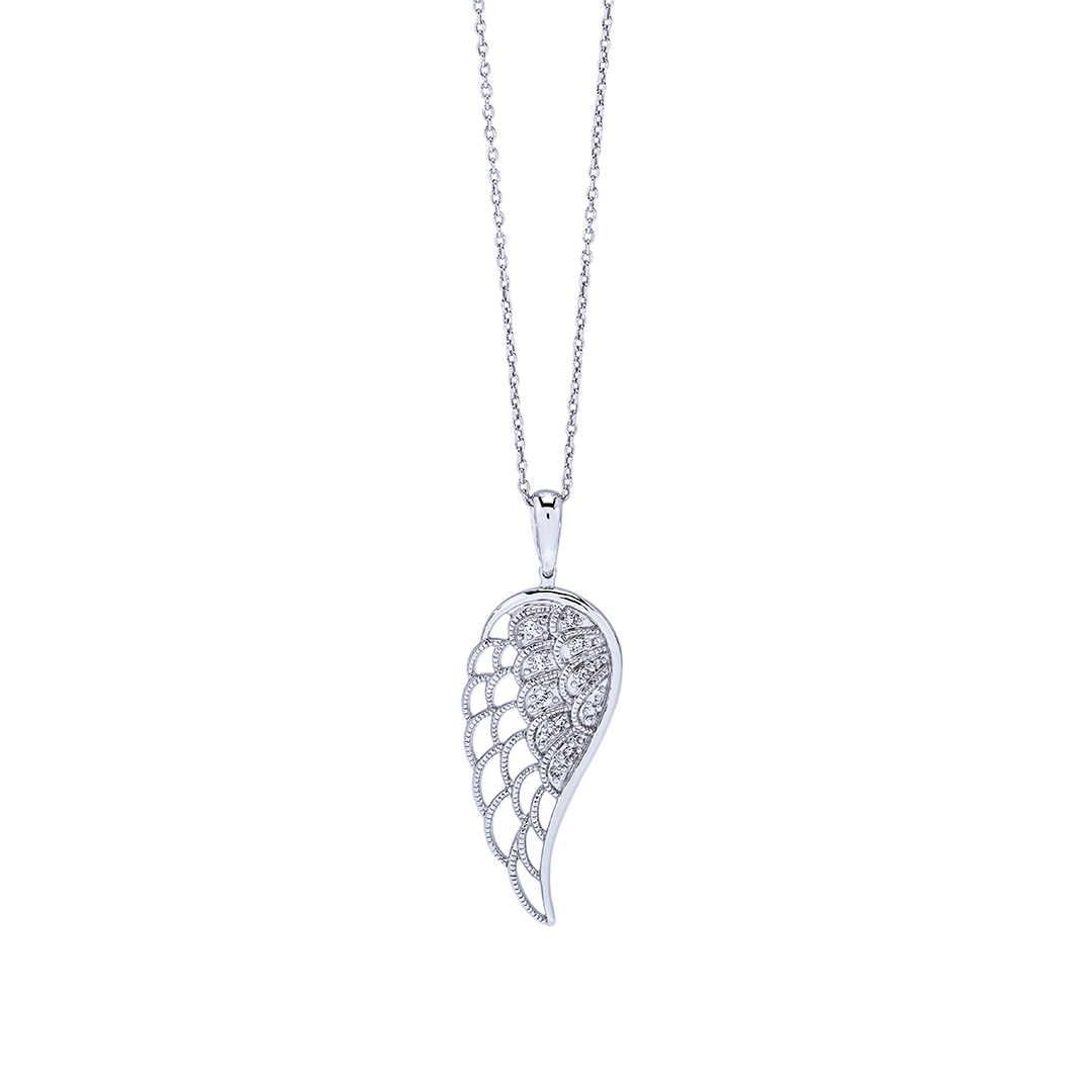 Absolute Jewellery Angel With Diamante Wings Necklace HCP204 main image 1