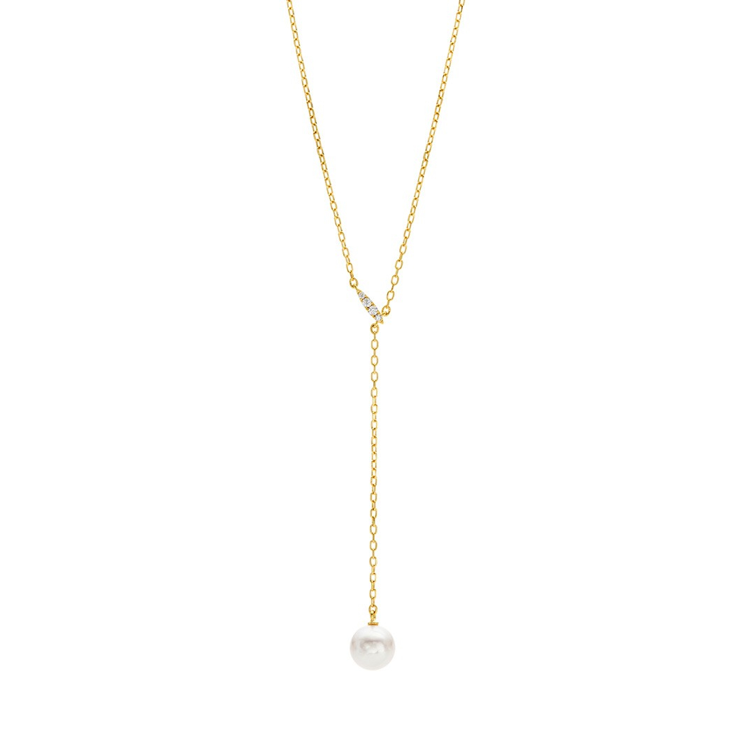 Mikimoto 7.5mm A+ Akoya Pearl and Diamond Lariat Necklace | LMFJ