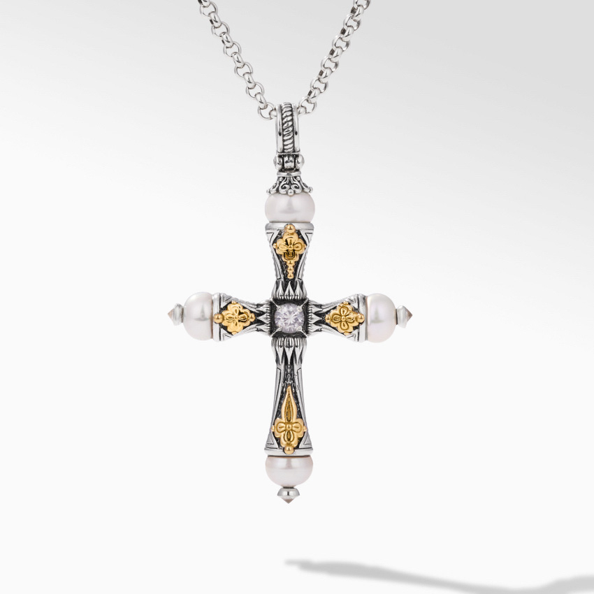 Konstantino Muse Pearl Cross Pendant | LMFJ