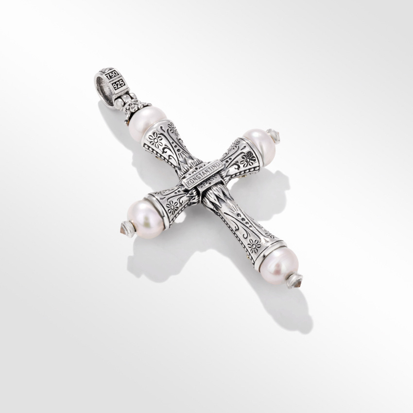 Konstantino Muse Pearl Cross Pendant | Lee Michaels Fine Jewelry