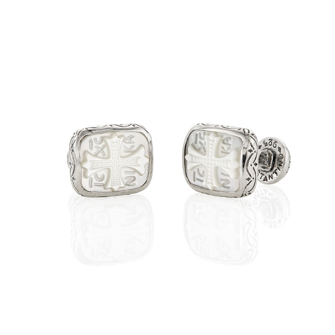 Konstantino Mother of Pearl Cross Cuff Links | LMFJ