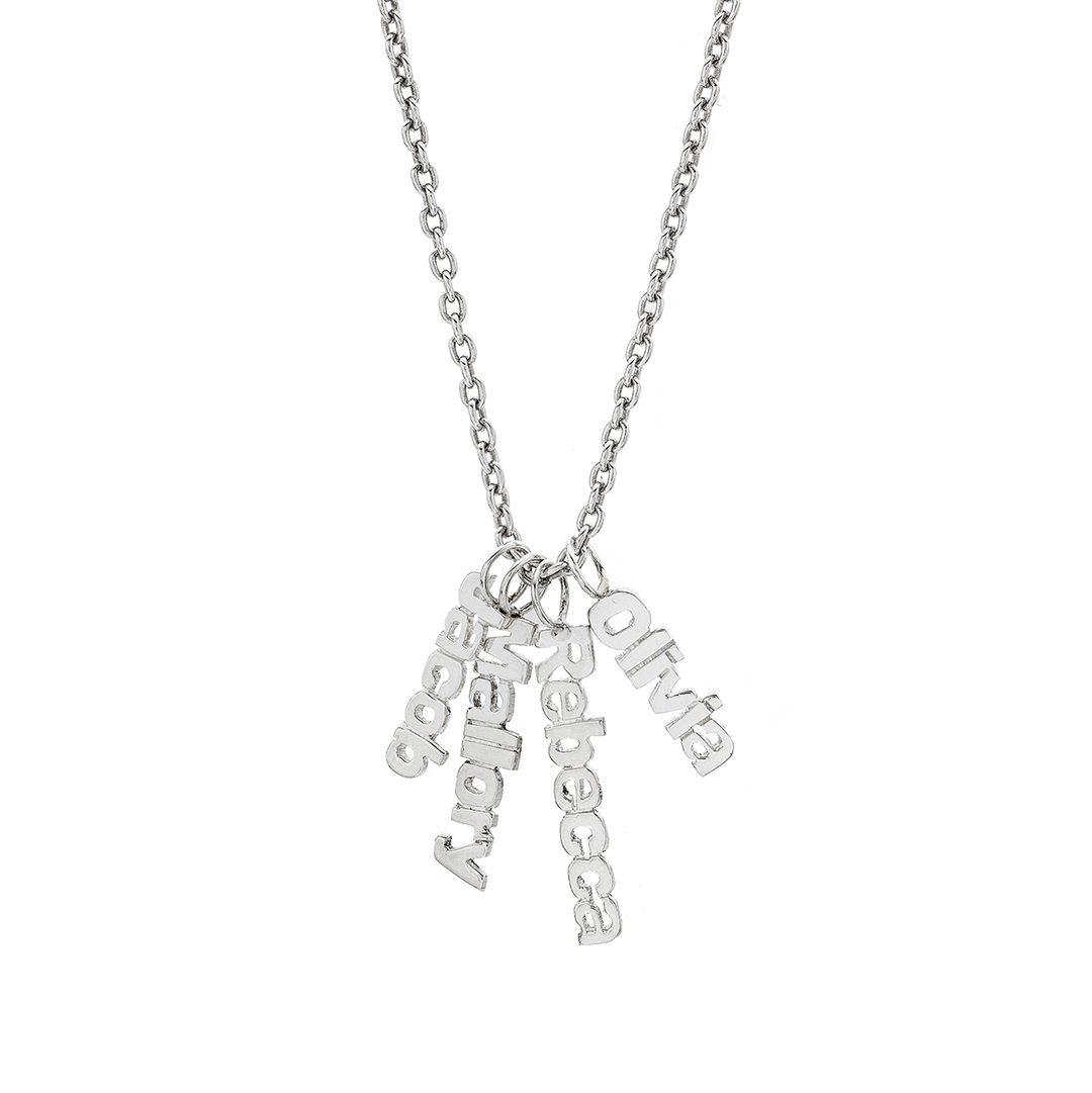 Sterling Silver Five Name Charm Necklace | LMFJ