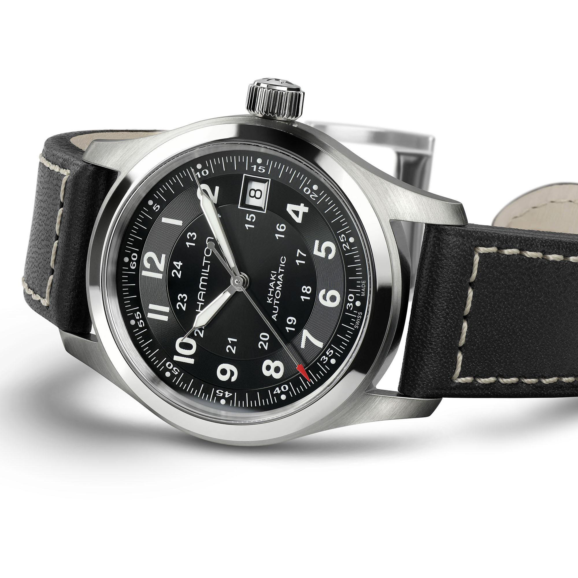 Hamilton Khaki Field Auto Watch with Black Dial and Strap | LMFJ