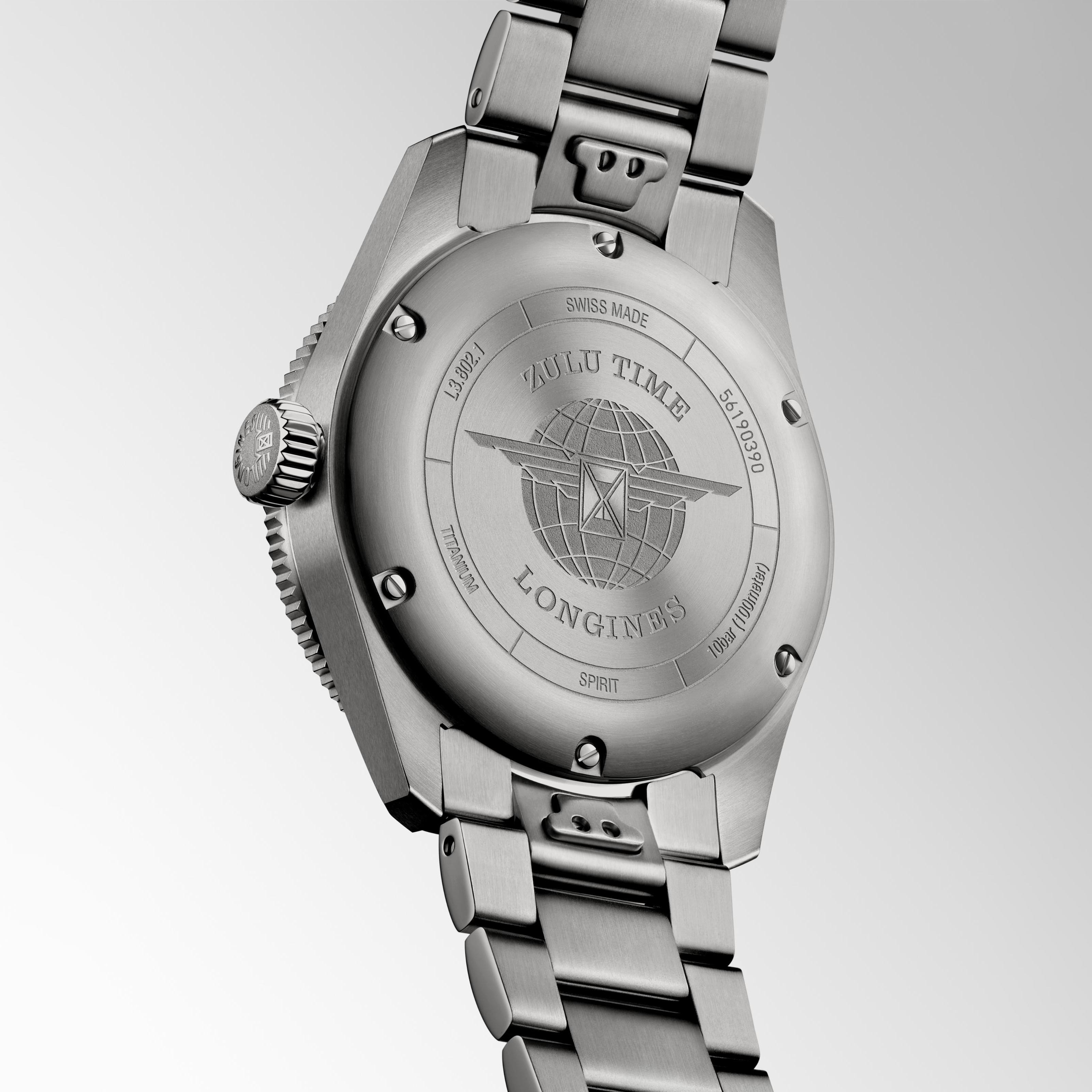 リウム Longines 39mm Spirit Zulu Time with Anthracite Dial and Steel