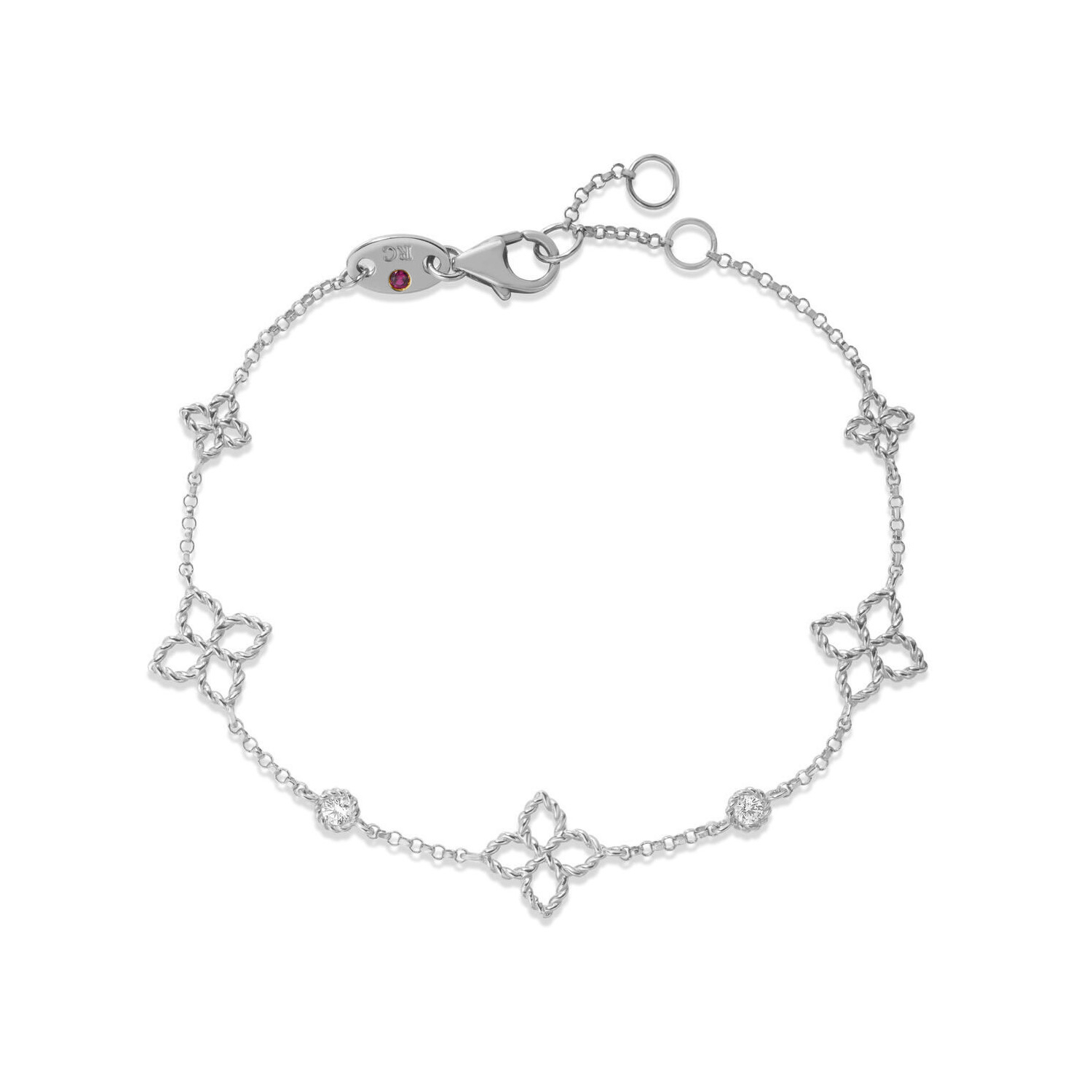 Roberto Coin Principessa Flower Station Bracelet in White Gold | LMFJ