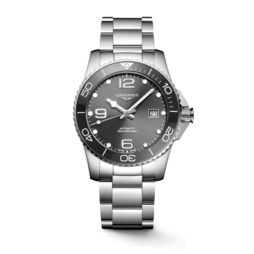 Longines 41 mm Hydroconquest with Gray Dial and Steel Bracelet | LMFJ