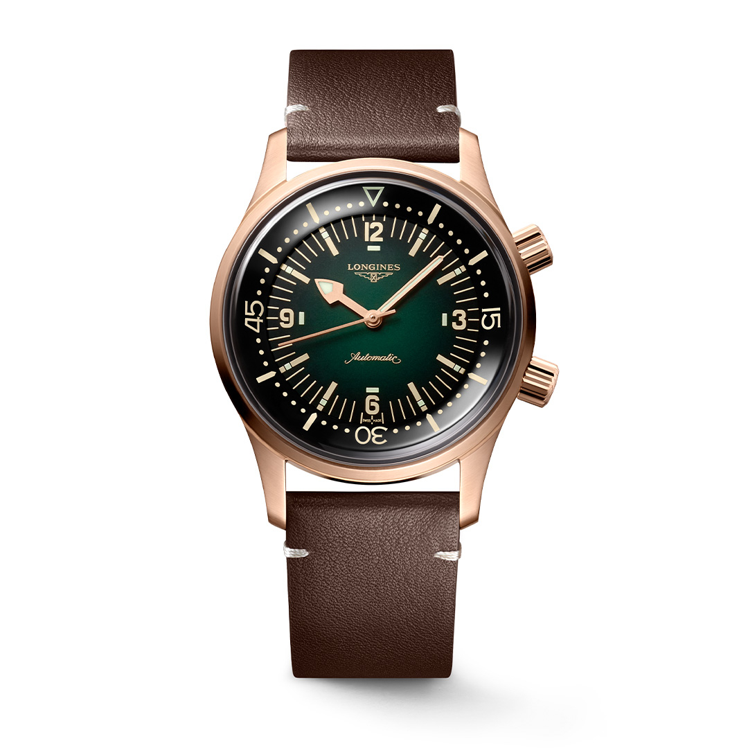 Longines Legend Diver Bronze with Green Dial and Leather Strap | LMFJ