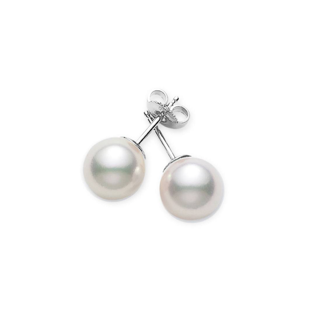 MIKIMOTO ピアス　約8ミリ Mikimoto 8.25-8mm A Pearl Stud Earrings in White Gold | LMFJ