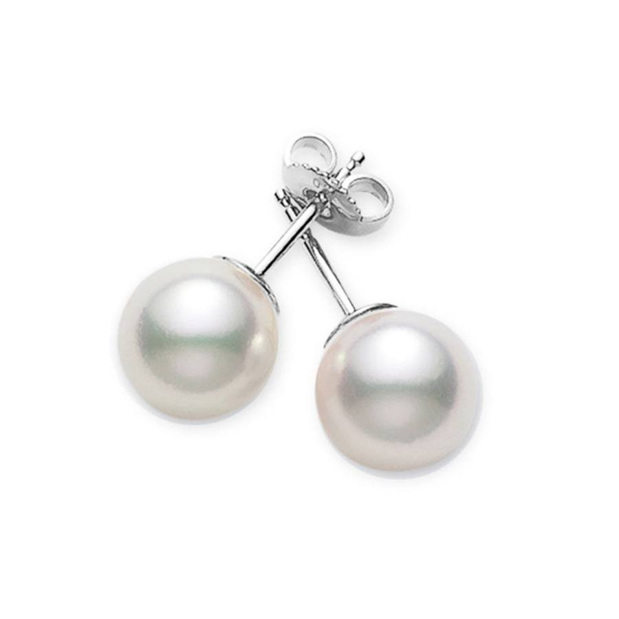 Mikimoto 6.5-6mm AA Pearl Stud Earrings in White Gold | LMFJ