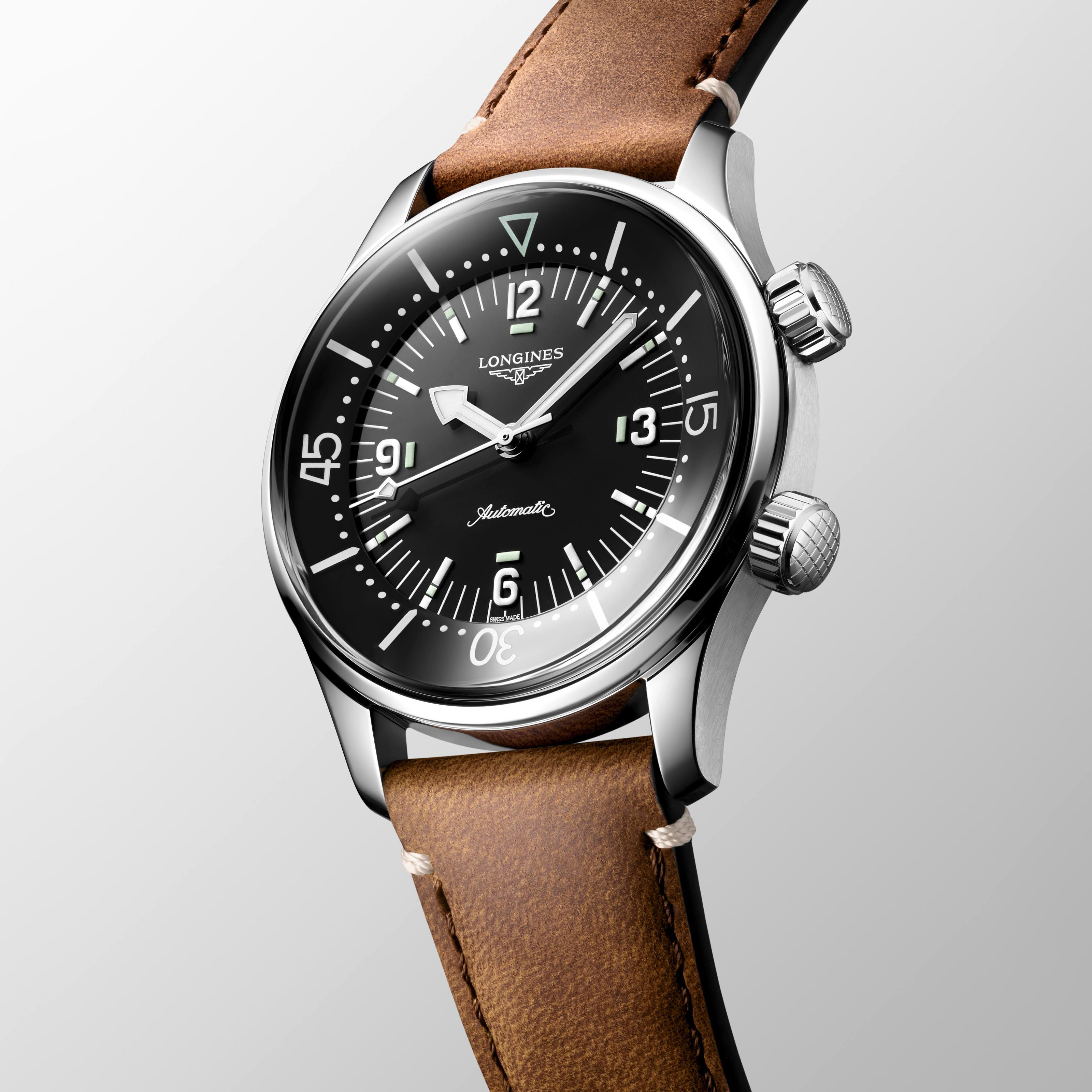 Longines Legend Diver Bronze with Green Dial and Leather Strap | LMFJ