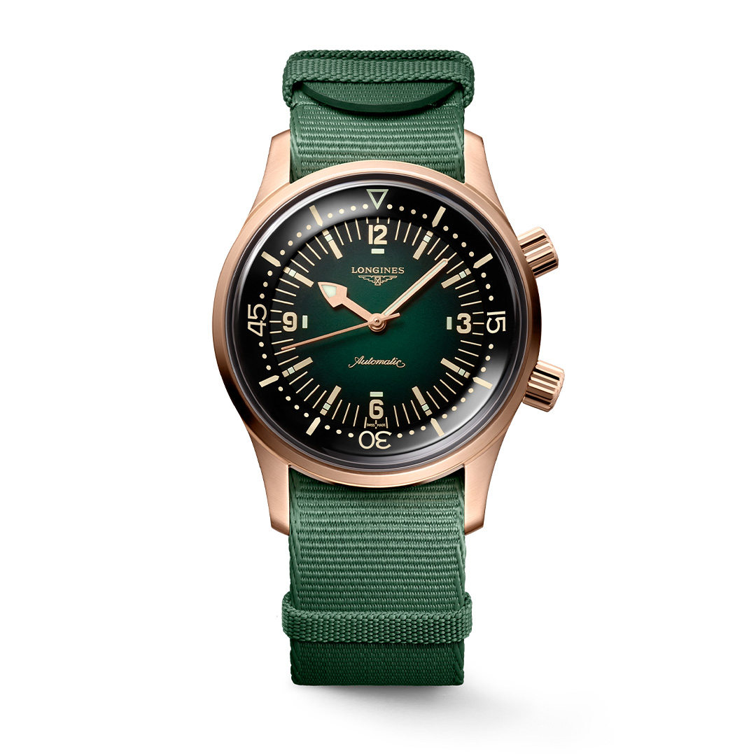 Longines Legend Diver Bronze with Green Dial and Leather Strap | LMFJ